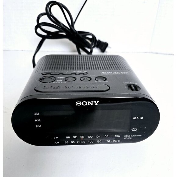 Sony Dream Machine Clock Radio Alarm ICF-C218 Black Works - Picture 2 of 7